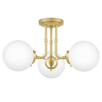 Quoizel Landry 3-Light Semi-Flush Mount in Satin Brass