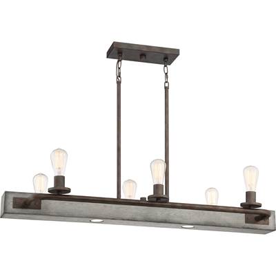 Quoizel Melville 6-Light Linear Island Pendant in Iron Gate
