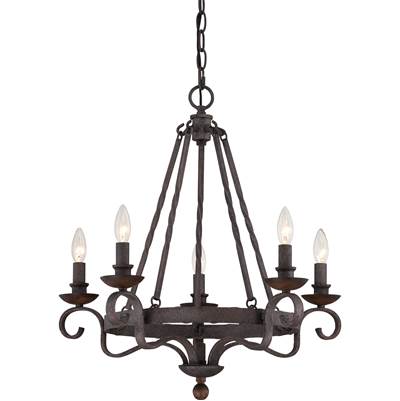 Quoizel Noble 5-Light Chandelier in Rustic Black