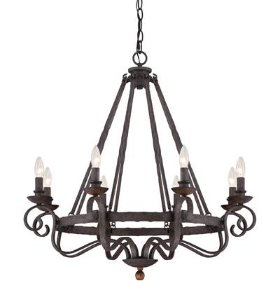 Quoizel Noble 8-Light Chandelier in Rustic Black