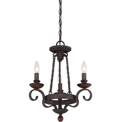 Quoizel Noble 3-Light Mini Chandelier in Rustic Black