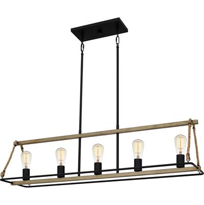 Quoizel Oak Park 5-Light Linear Chandelier in Matte Black