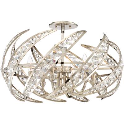 Quoizel Crescent 6-Light Semi-Flush Mount in Polished Nickel