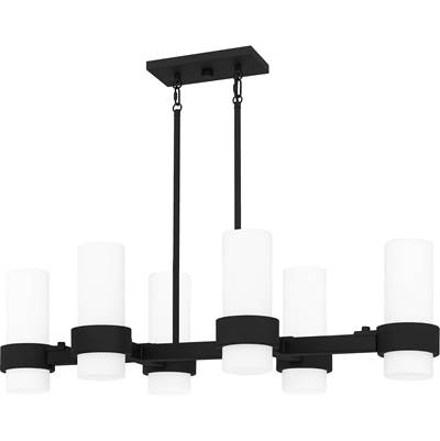 Quoizel Kimora 6-Light Linear Chandelier in Matte Black