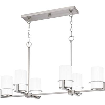 Quoizel Seymour 6-Light Linear Chandelier in Brushed Nickel