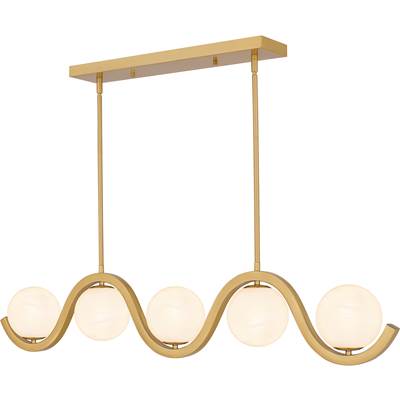 Quoizel Spherical 5-Light Linear Chandelier in Aged Brass