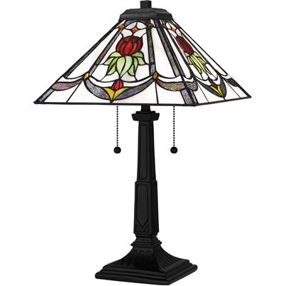 Quoizel Tiffany 2 Lights Resin Table Lamp in Matte Black