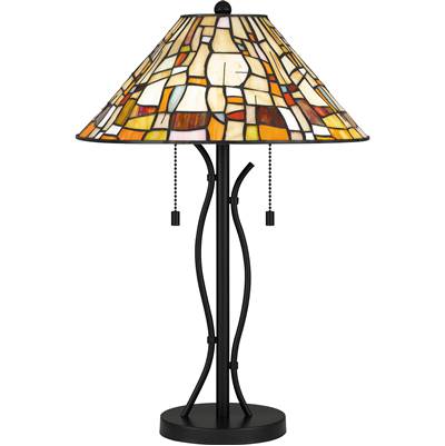 Quoizel Tiffany 2 Lights Steel Table Lamp in Matte Black