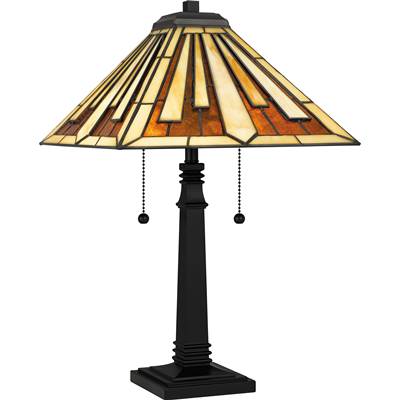 Quoizel Tiffany 2 Lights Resin Table Lamp in Matte Black