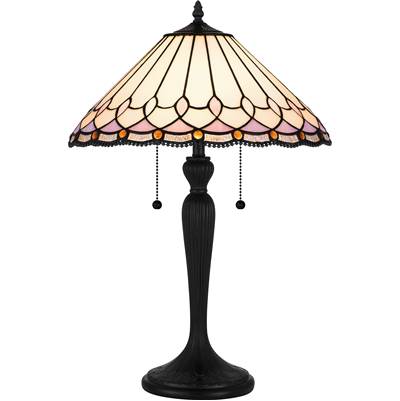 Quoizel Tiffany 2 Lights Resin Table Lamp in Matte Black