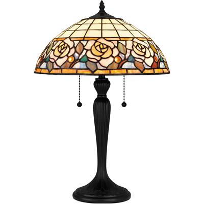 Quoizel Tiffany 2 Lights Resin Table Lamp in Matte Black