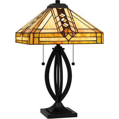 Quoizel Tiffany 2 Lights Resin Table Lamp in Matte Black