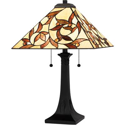 Quoizel Tiffany 2 Lights Resin Table Lamp in Matte Black