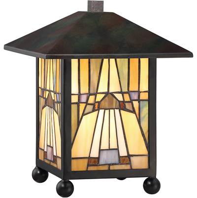 Quoizel Inglenook Steel Tiffany Table Lamp in Valiant Bronze
