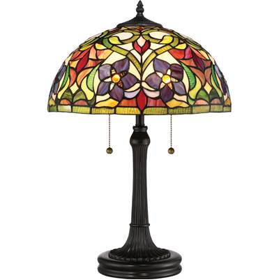 Quoizel Violets Tiffany Resin Table Lamp - 16-Inch Deep in Vintage Bronze