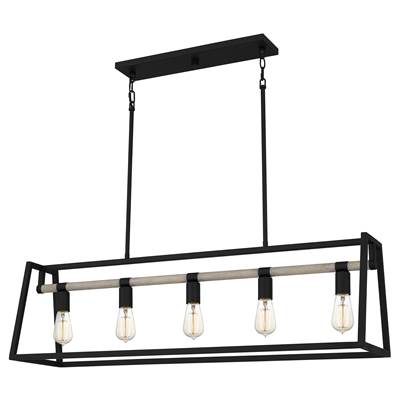 Quoizel Tippet 5-Light Linear Chandelier in Matte Black