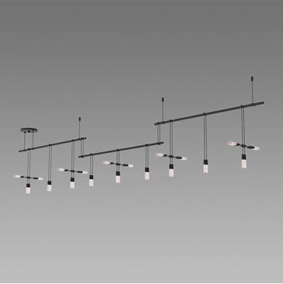 Sonneman Suspenders 36" 3-Bar Offset Linear Track Light - Crystal Chiclet Luminaires