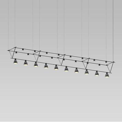 Sonneman Suspenders 14" Triangle Truss - Cylinder Luminaires with Bell Reflectors