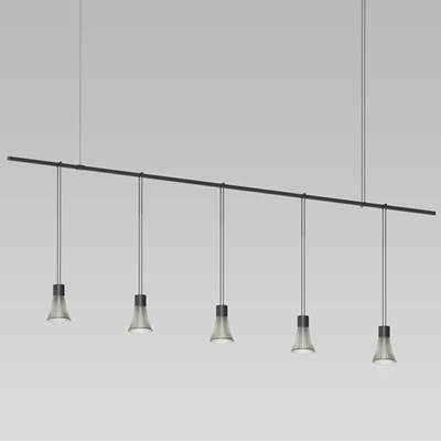 Sonneman Suspenders 72'' 1-Tier Linear Chandelier with Suspended Cylinders and Parasol Shades