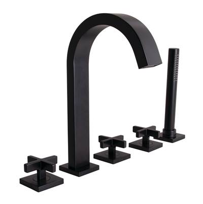 Speakman Lura Roman Tub Faucet - 5-Hole - Cross Handles in Matte Black