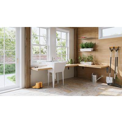 Swan MF-FMS Single Bowl Floor Mount Laundry Tub - 22 x 23 Veritek in White