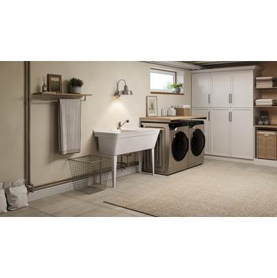 Swan MF2-FMS Double Bowl Floor Mount Laundry Tub - 21 x 45 Veritek in White
