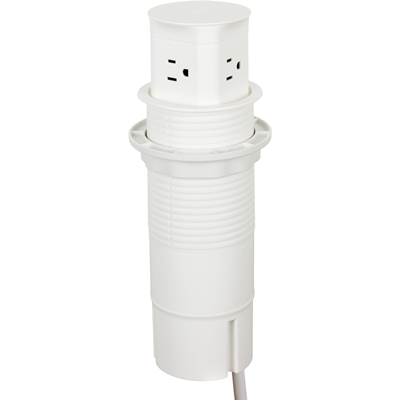 Task Lighting Pop-Up Power Strip - 4 Outlets in White