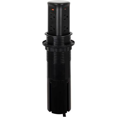 Task Lighting Pop-Up Power Strip - 8 Outlets - USB-A/C in Black