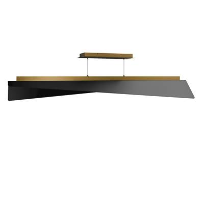 WAC Lighting Parasail Linear Chandelier in Black with Antique Brass