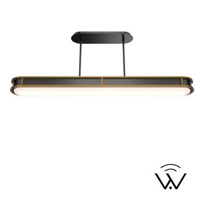 WAC Lighting Longboard Linear Chandelier in Black with Antique Brass